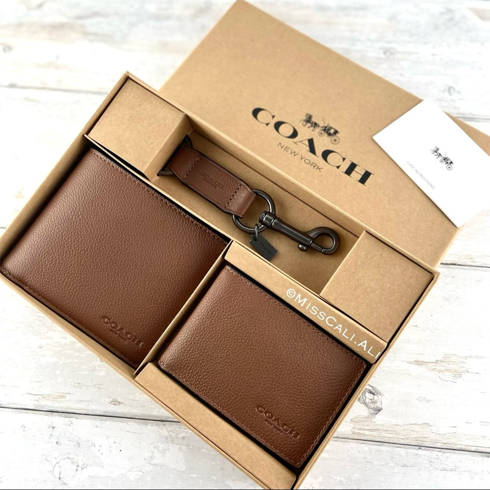 NWT COACH 3-in-1 Men’s Boxed Set Wallet Card Case Set - Picture 8 of 15
